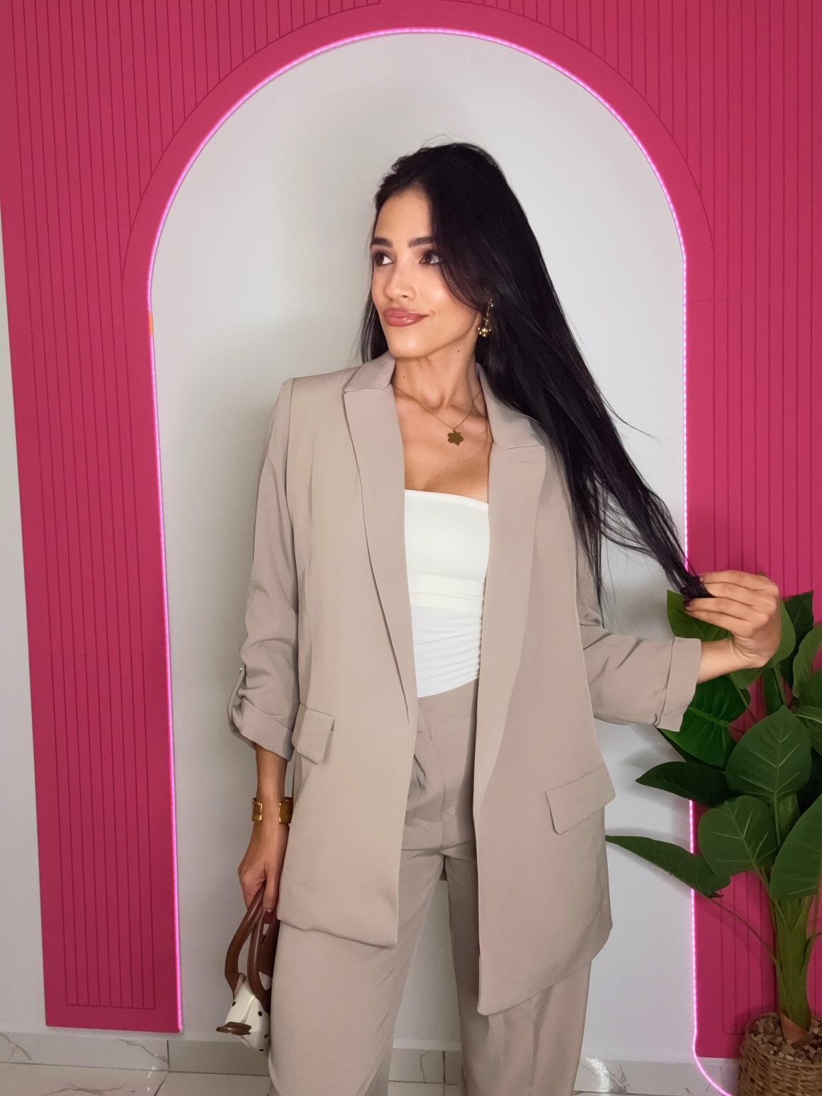 Oversized Tailored Blazer With Rolled Up Sleeve