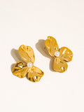 18k Gold Non-tarnish Flower Shell Pearl Earrings