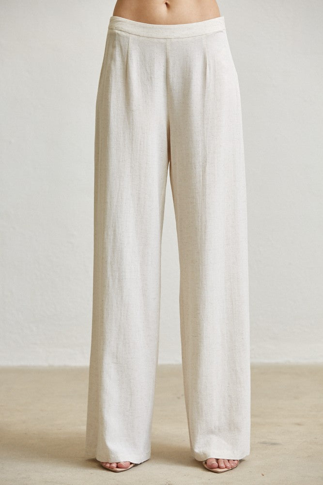 Pearl-strap Draped Linen 2pc Pant Set
