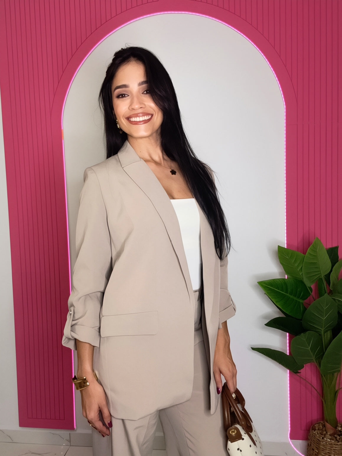 Oversized Tailored Blazer With Rolled Up Sleeve