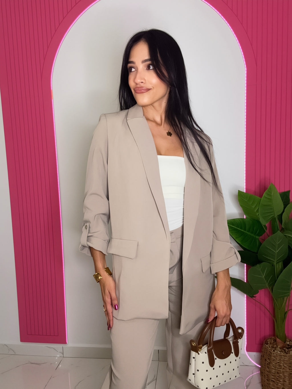 Oversized Tailored Blazer With Rolled Up Sleeve