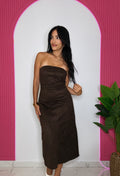 Strapless Faux Suede Dress