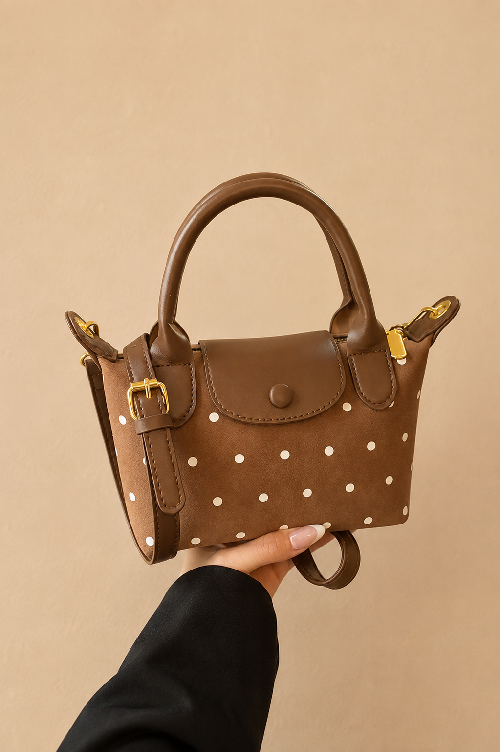 Polka Dots Colorblock Handbag