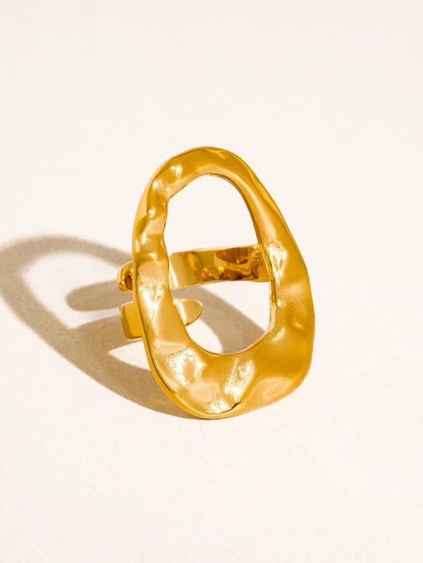18k Gold Non-tarnish Abstract Open Statement Ring